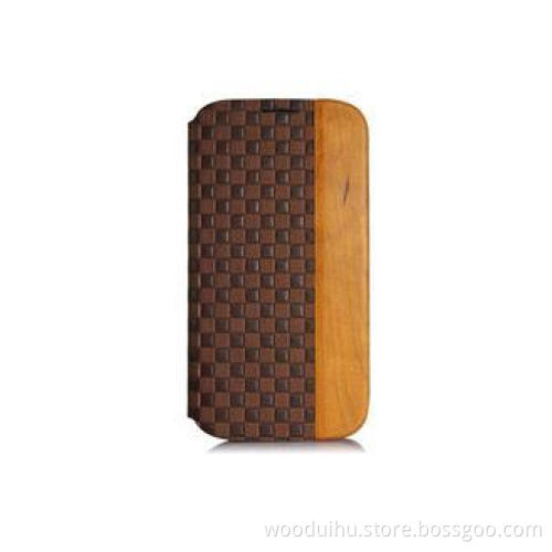 Customized Wood Samsung Galaxy S4 Folio Case , Leather Book